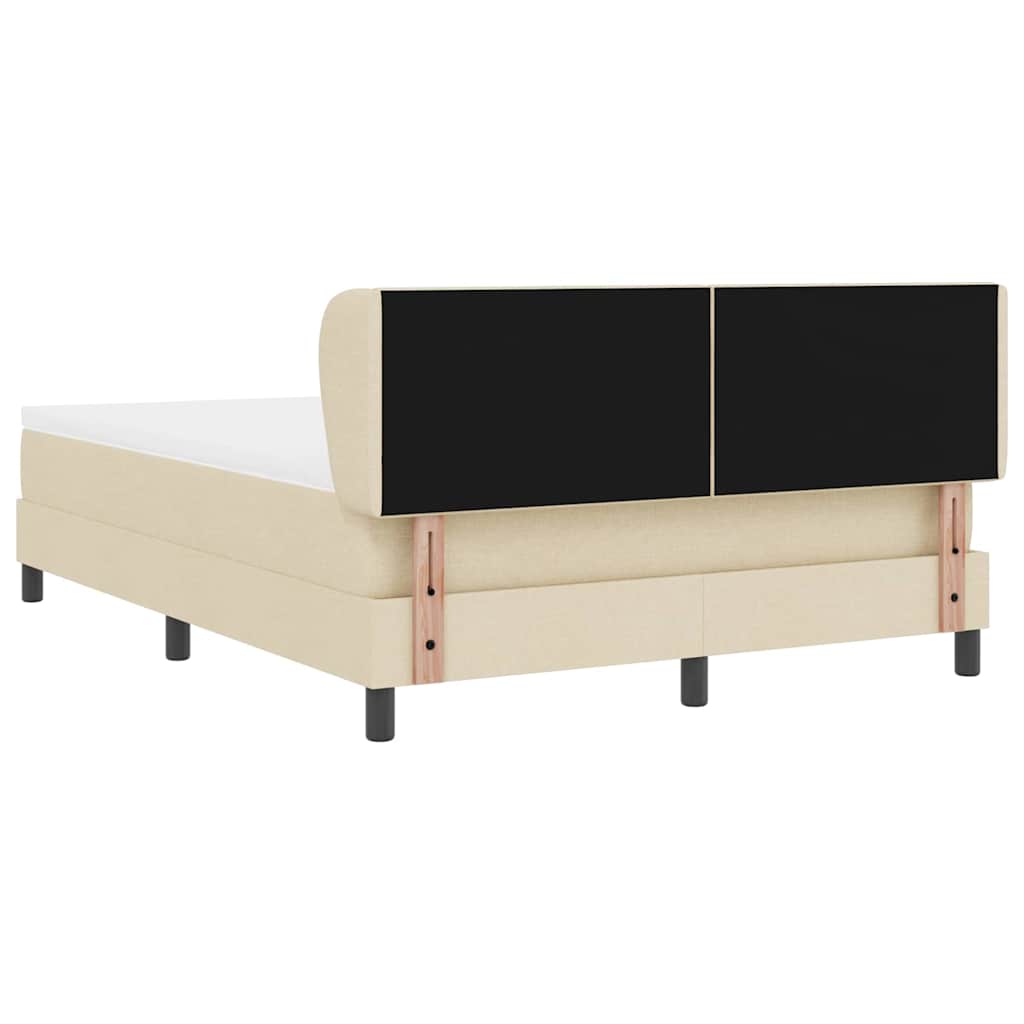Κρεβάτι με ελατήρια με κεφαλάρι Κρεμ 140 x 200 cm ύφασμα - Pakobazaar