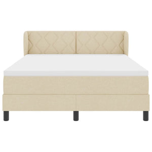 Κρεβάτι με ελατήρια με κεφαλάρι Κρεμ 140 x 200 cm ύφασμα - Pakobazaar