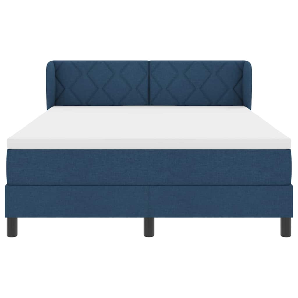 Κρεβάτι με ελατήρια με κεφαλάρι Μπλε 140 x 200 cm ύφασμα - Pakobazaar