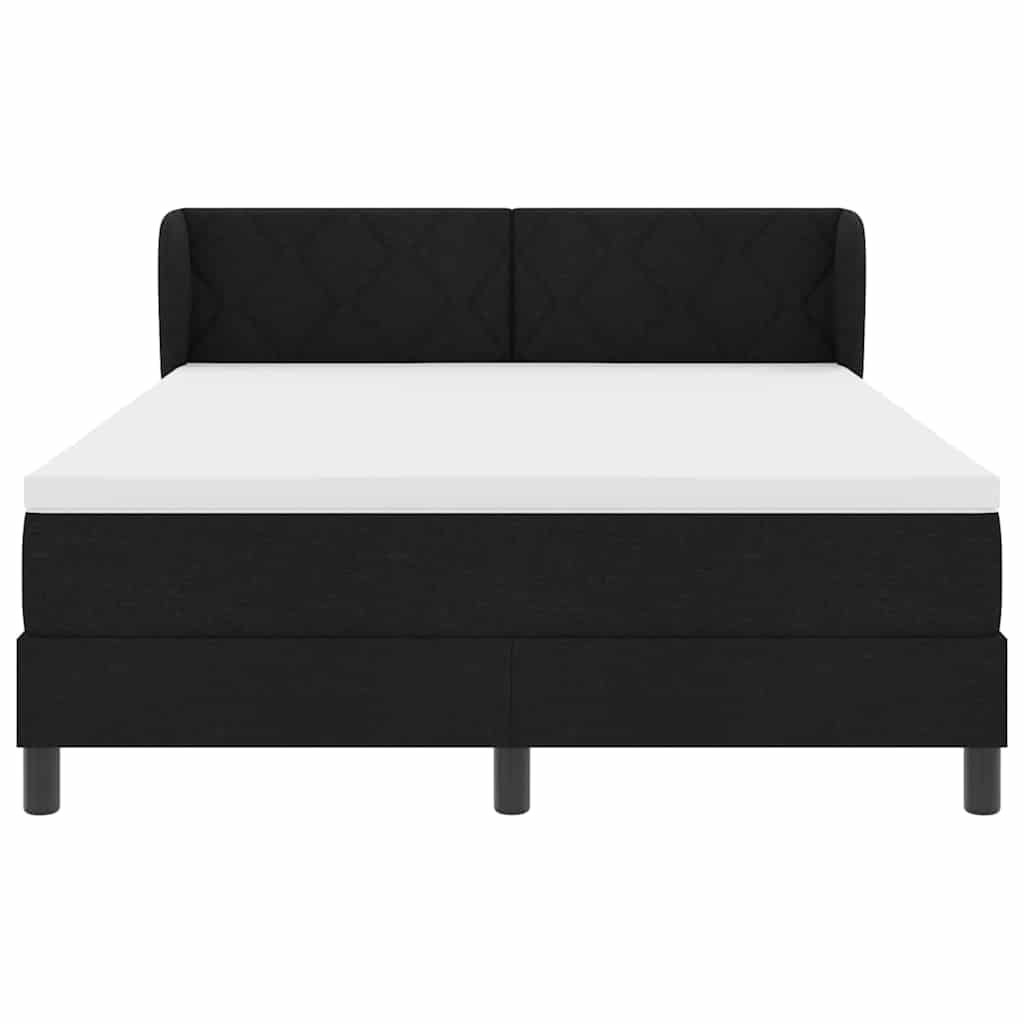 Κρεβάτι με ελατήρια με στρώμα Μαύρο 160 x 200 cm ύφασμα - Pakobazaar