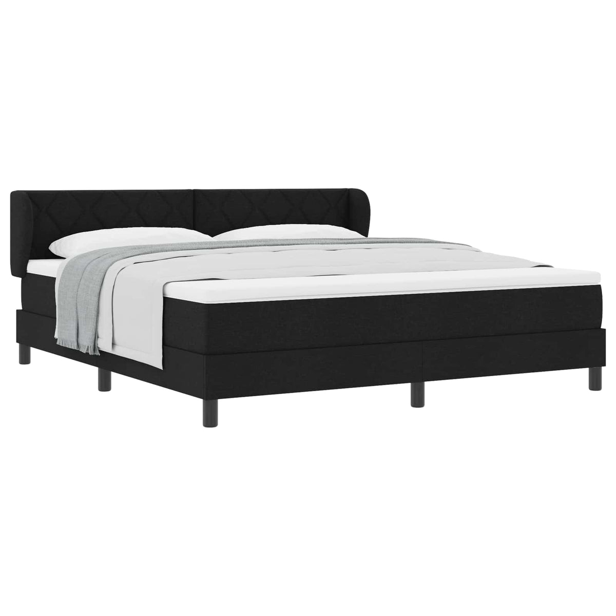 Κρεβάτι με ελατήρια με κεφαλάρι Μαύρο 180 x 200 cm ύφασμα - Pakobazaar