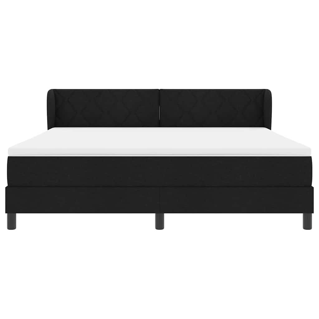 Κρεβάτι με ελατήρια με κεφαλάρι Μαύρο 180 x 200 cm ύφασμα - Pakobazaar