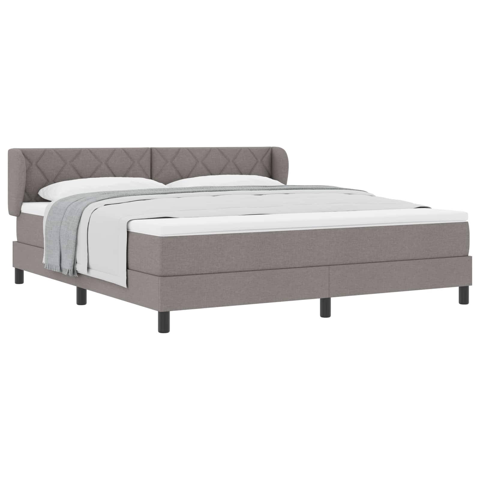 Κρεβάτι με ελατήρια με κεφαλάρι Taupe 180 x 200 cm ύφασμα - Pakobazaar