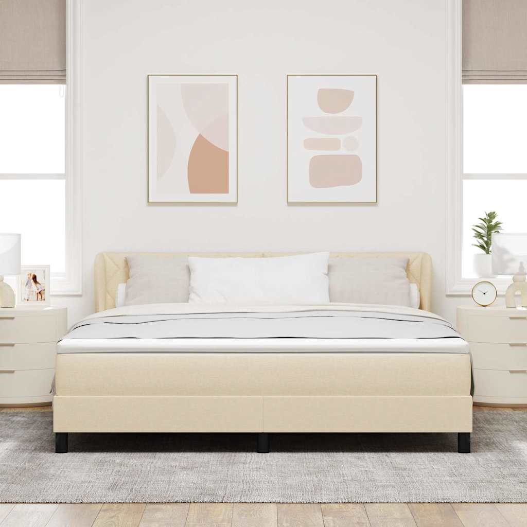 Κρεβάτι με ελατήρια με κεφαλάρι Κρεμ 180 x 200 cm ύφασμα - Pakobazaar