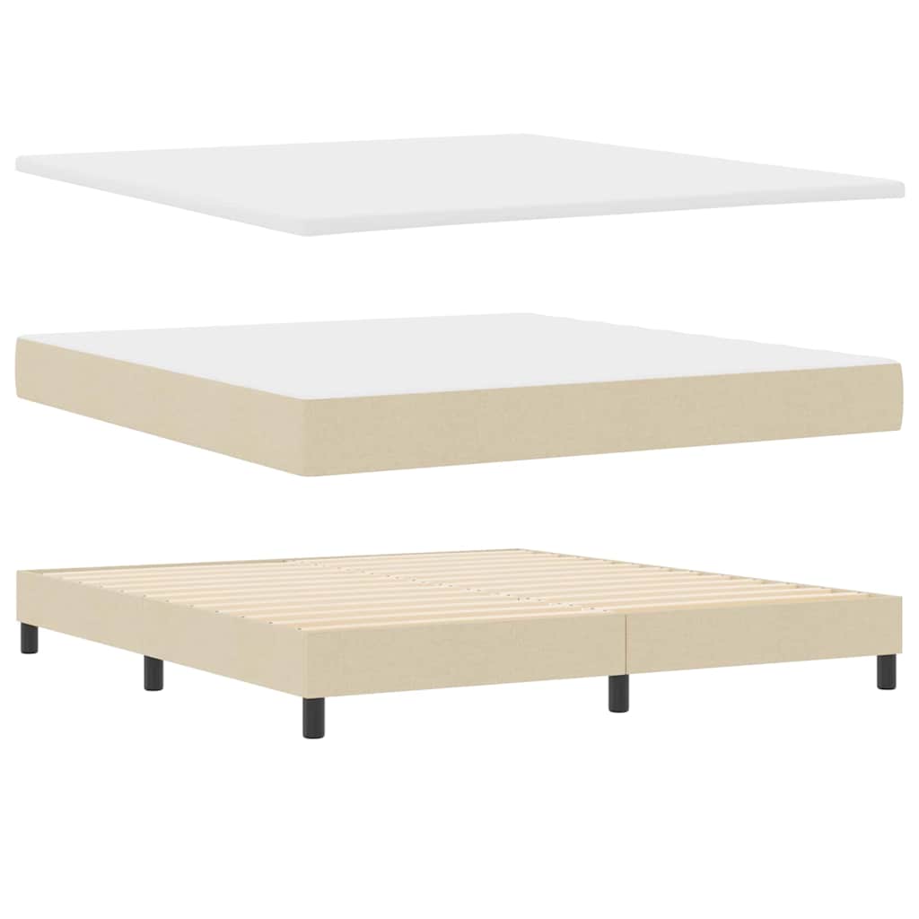 Κρεβάτι με ελατήρια με κεφαλάρι Κρεμ 180 x 200 cm ύφασμα - Pakobazaar