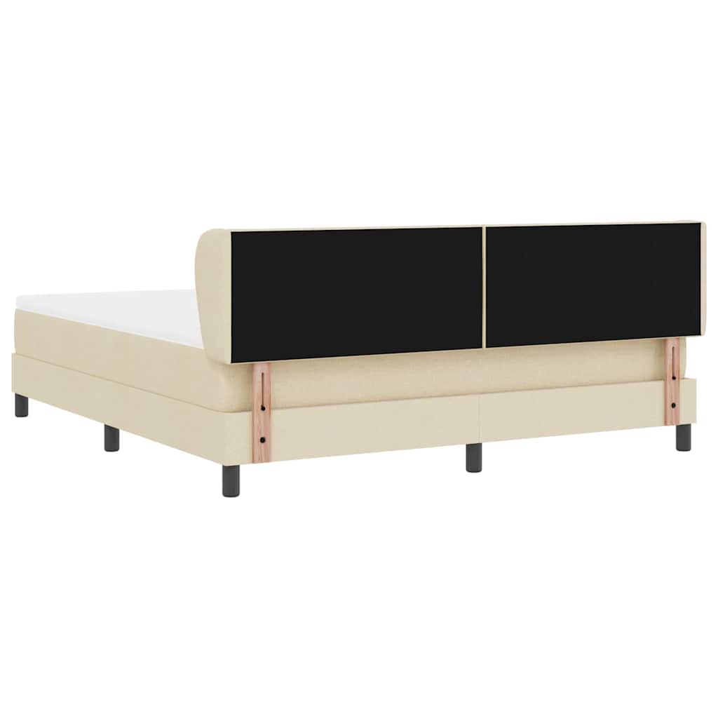Κρεβάτι με ελατήρια με κεφαλάρι Κρεμ 180 x 200 cm ύφασμα - Pakobazaar