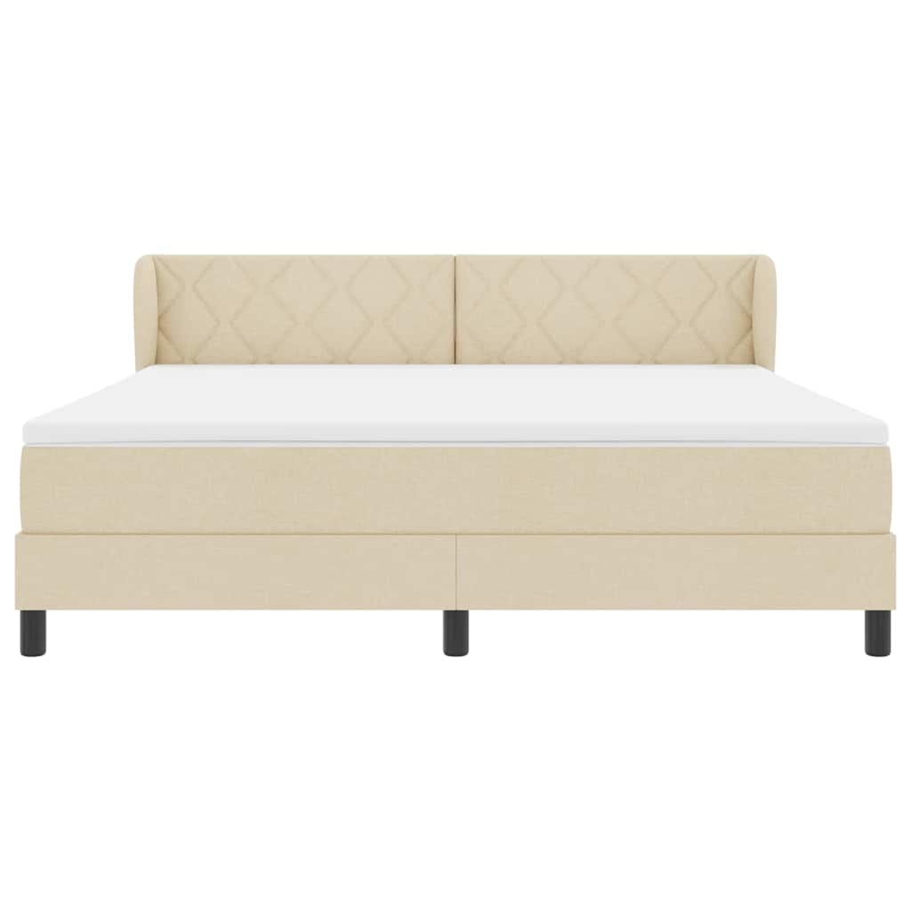 Κρεβάτι με ελατήρια με κεφαλάρι Κρεμ 180 x 200 cm ύφασμα - Pakobazaar