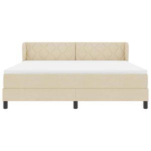 Κρεβάτι με ελατήρια με κεφαλάρι Κρεμ 180 x 200 cm ύφασμα - Pakobazaar