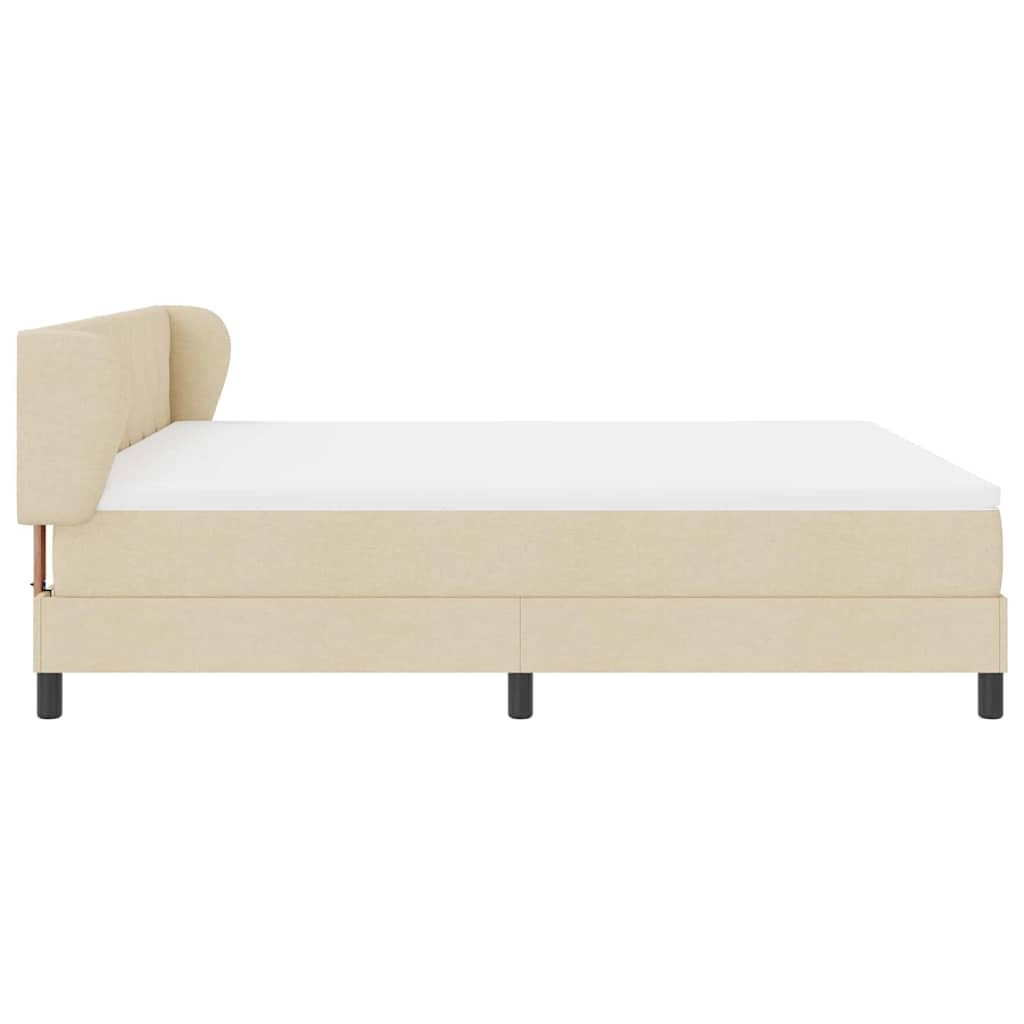 Κρεβάτι με ελατήρια με κεφαλάρι Κρεμ 180 x 200 cm ύφασμα - Pakobazaar
