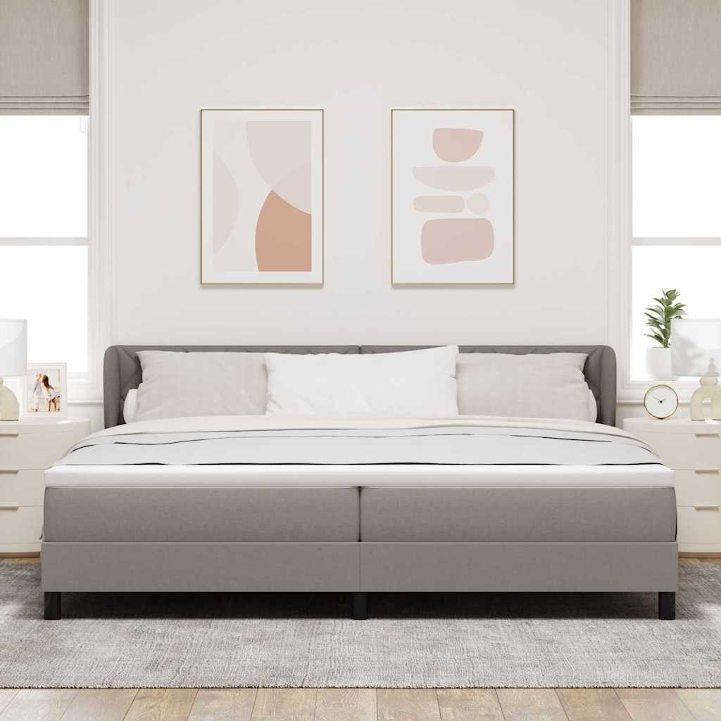 Κρεβάτι με ελατήρια με κεφαλάρι Taupe 200 x 200 cm ύφασμα - Pakobazaar