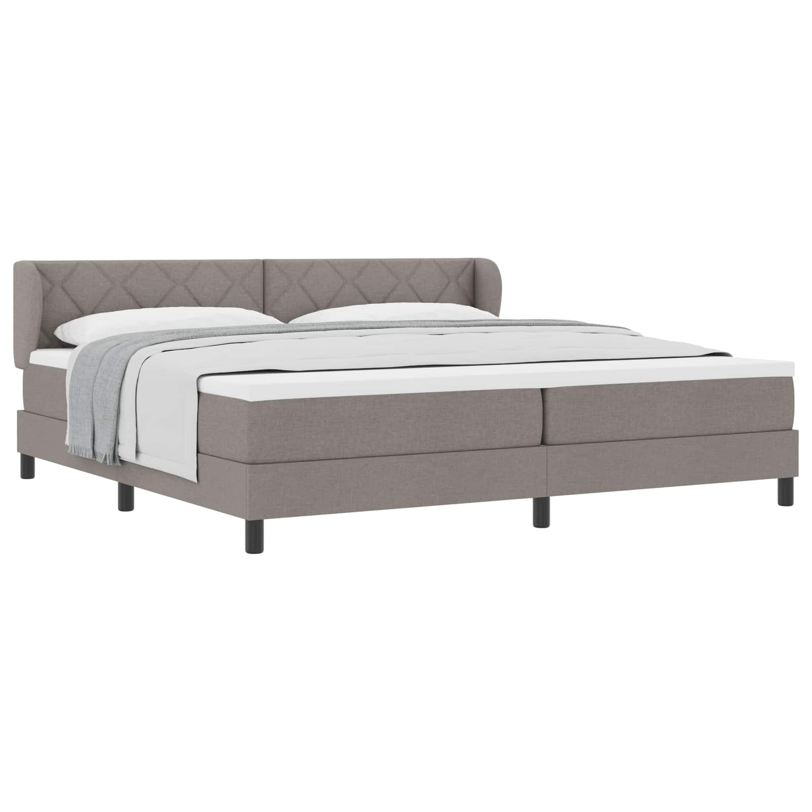 Κρεβάτι με ελατήρια με κεφαλάρι Taupe 200 x 200 cm ύφασμα - Pakobazaar