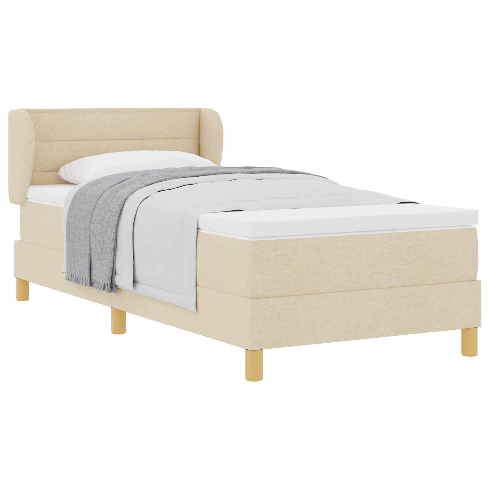 Κρεβάτι με ελατήρια με στρώμα Κρεμ 90 x 190 cm ύφασμα