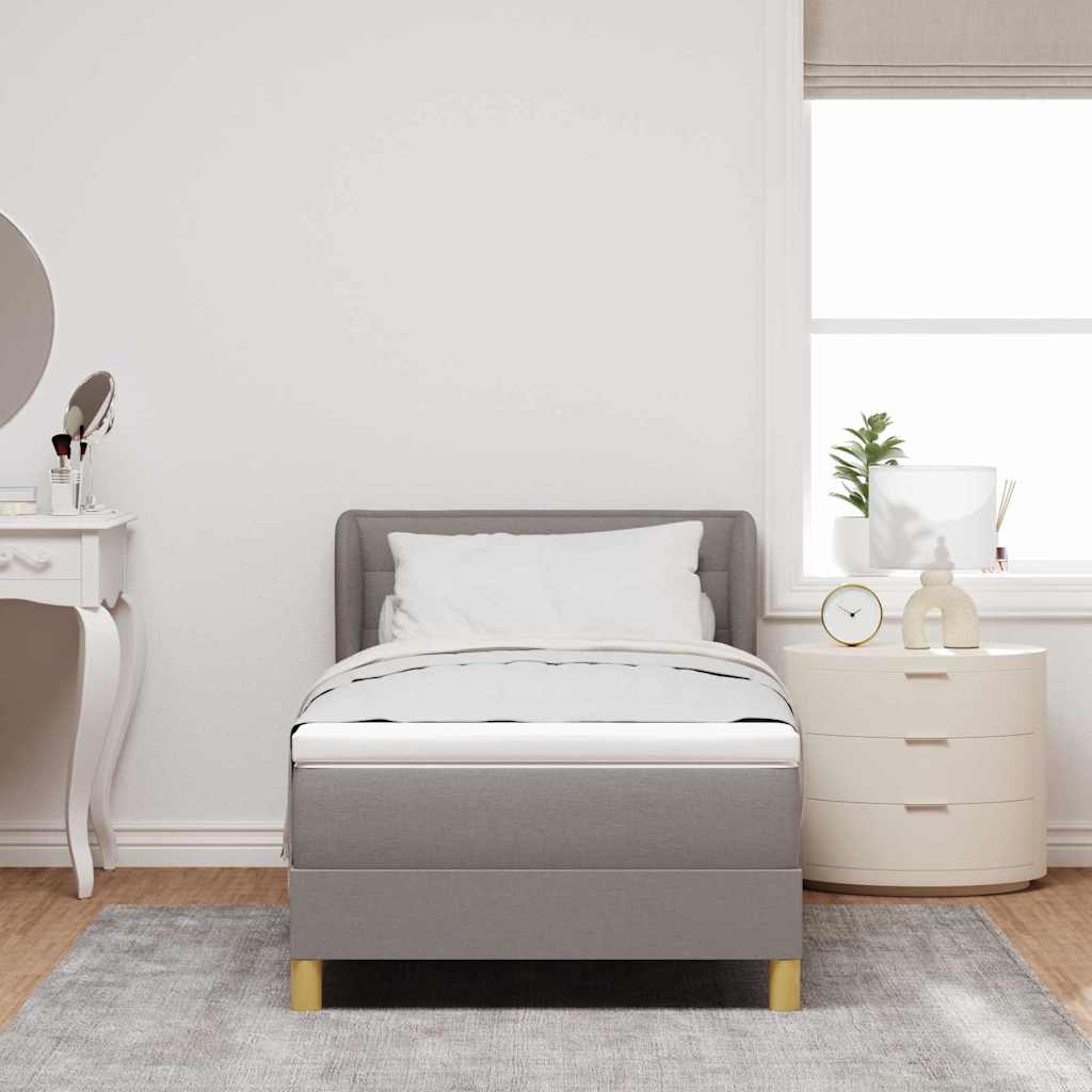 Κρεβάτι με ελατήρια με στρώμα Taupe 90 x 200 cm ύφασμα - Pakobazaar