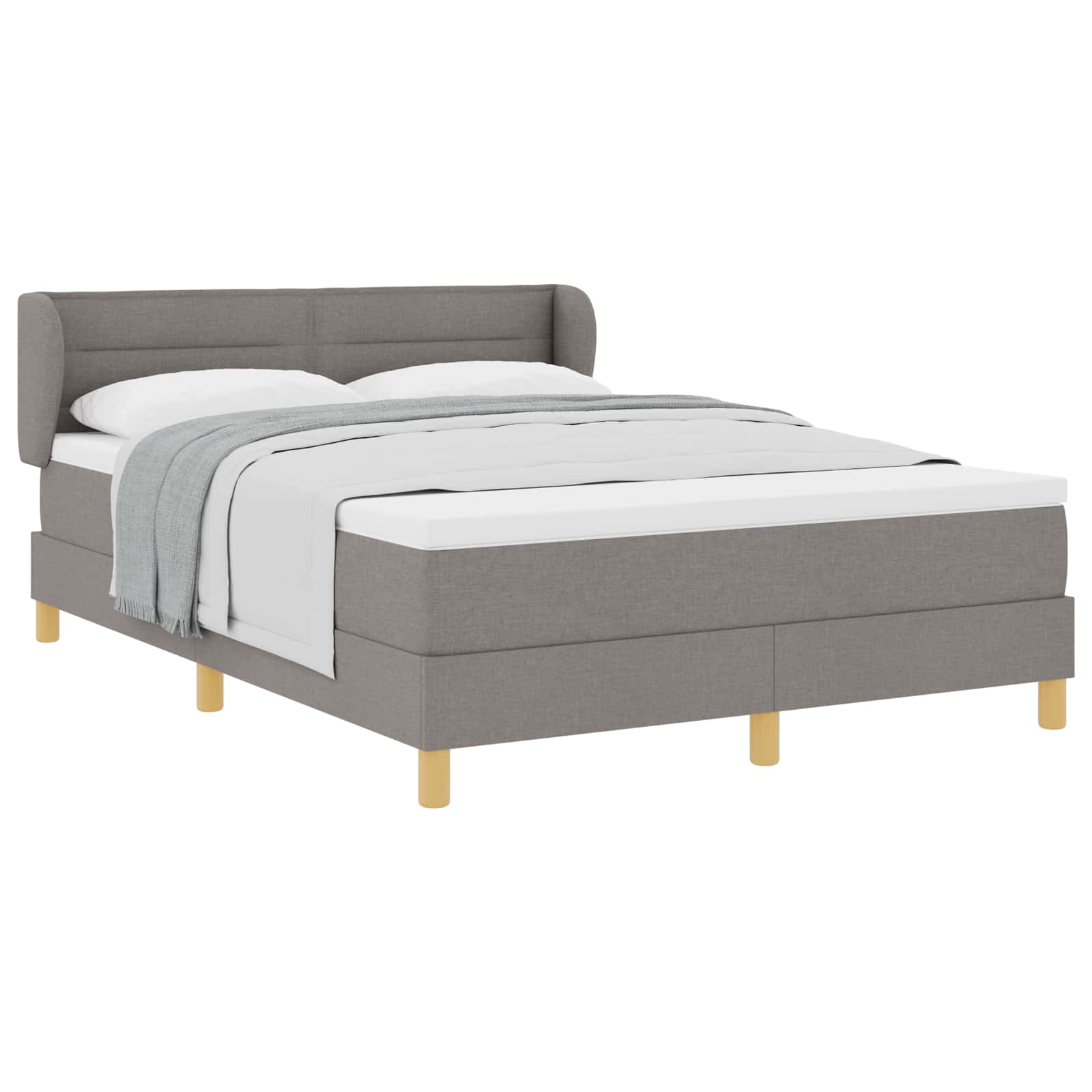 Κρεβάτι με ελατήρια με στρώμα Taupe 140 x 190 cm ύφασμα - Pakobazaar