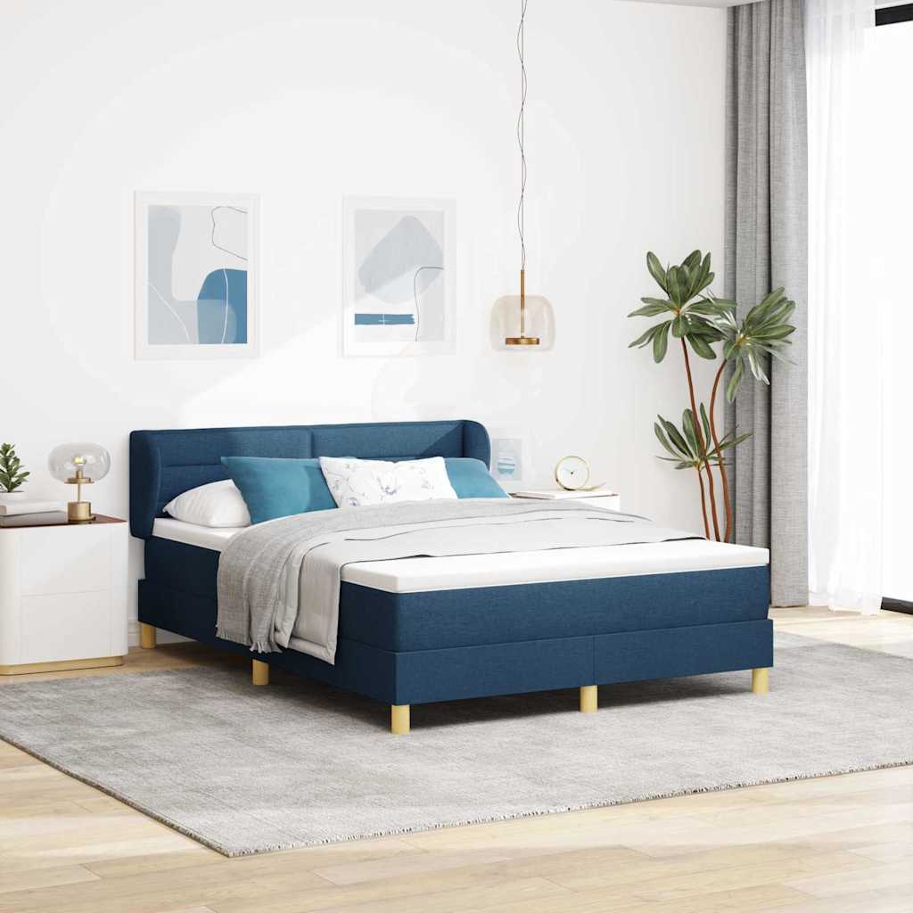 Κρεβάτι με ελατήρια με στρώμα Μπλε 140 x 200 cm ύφασμα - Pakobazaar