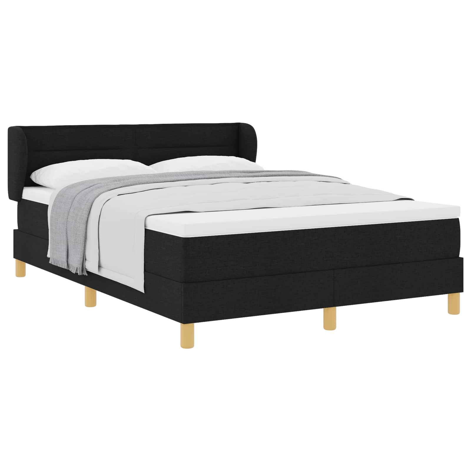 Κρεβάτι με ελατήρια με στρώμα Μαύρο 160 x 200 cm ύφασμα - Pakobazaar