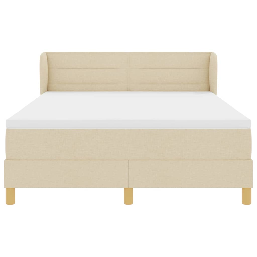 Κρεβάτι με ελατήρια με στρώμα Κρεμ 160 x 200 cm ύφασμα - Pakobazaar