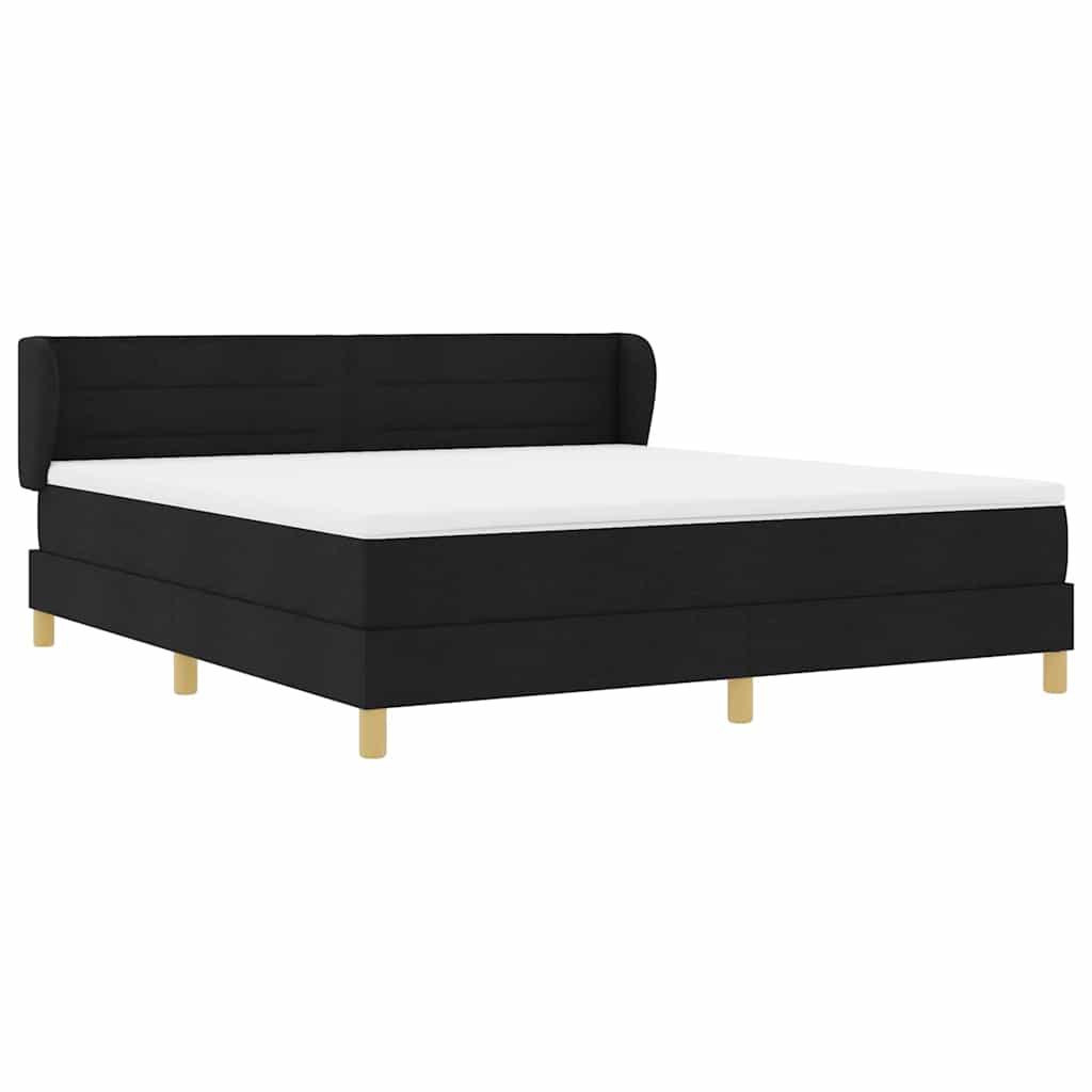 Κρεβάτι με ελατήρια με στρώμα Μαύρο 180 x 200 cm ύφασμα - Pakobazaar