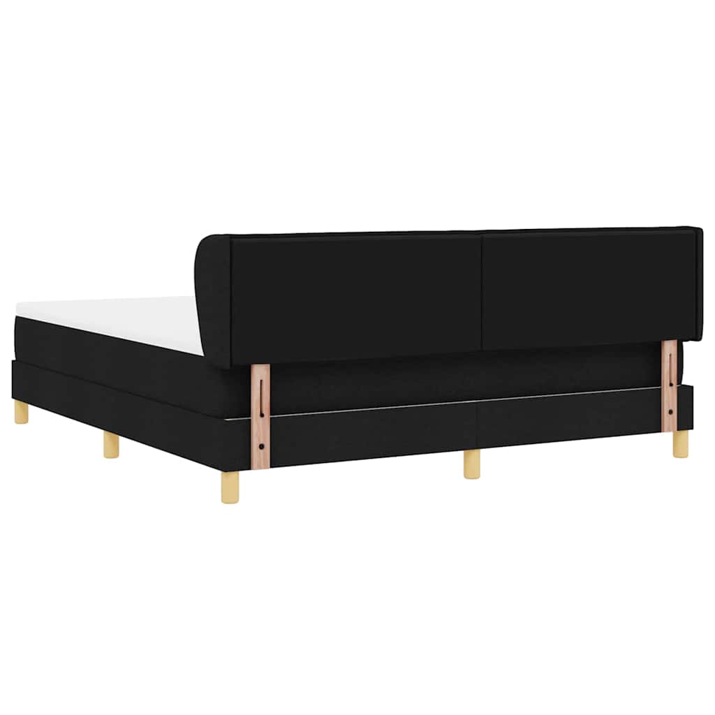 Κρεβάτι με ελατήρια με στρώμα Μαύρο 180 x 200 cm ύφασμα - Pakobazaar
