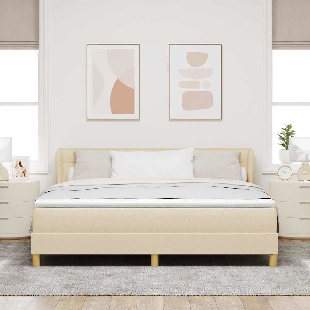 Κρεβάτι με ελατήρια με στρώμα Κρεμ 180 x 200 cm ύφασμα - Pakobazaar