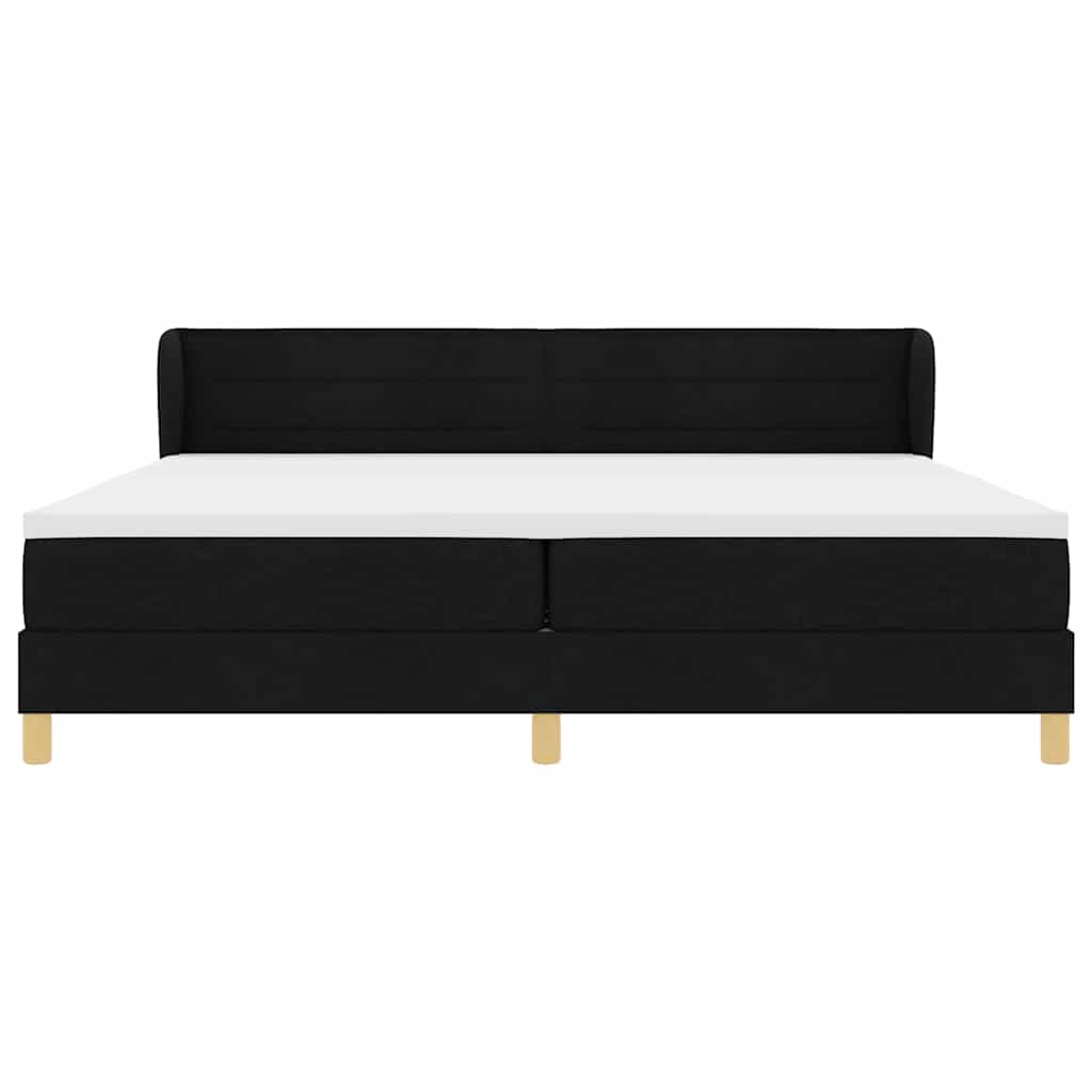 Κρεβάτι με ελατήρια με στρώμα Μαύρο 200 x 200 cm ύφασμα - Pakobazaar