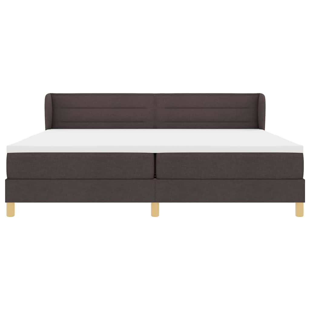 Κρεβάτι με ελατήρια με στρώμα Σκούρο Καφέ 200 x 200 cm ύφασμα - Pakobazaar