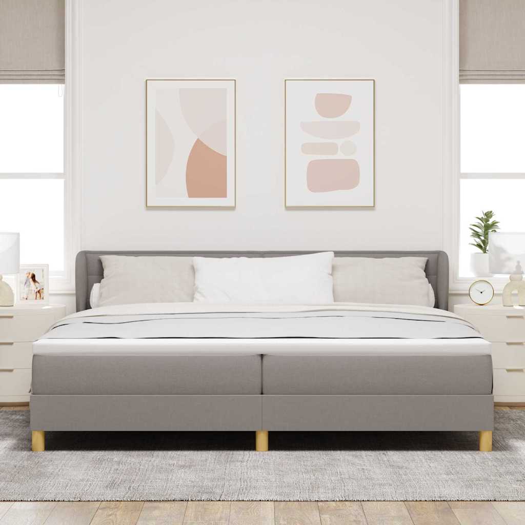 Κρεβάτι με ελατήρια με στρώμα Taupe 200 x 200 cm ύφασμα - Pakobazaar