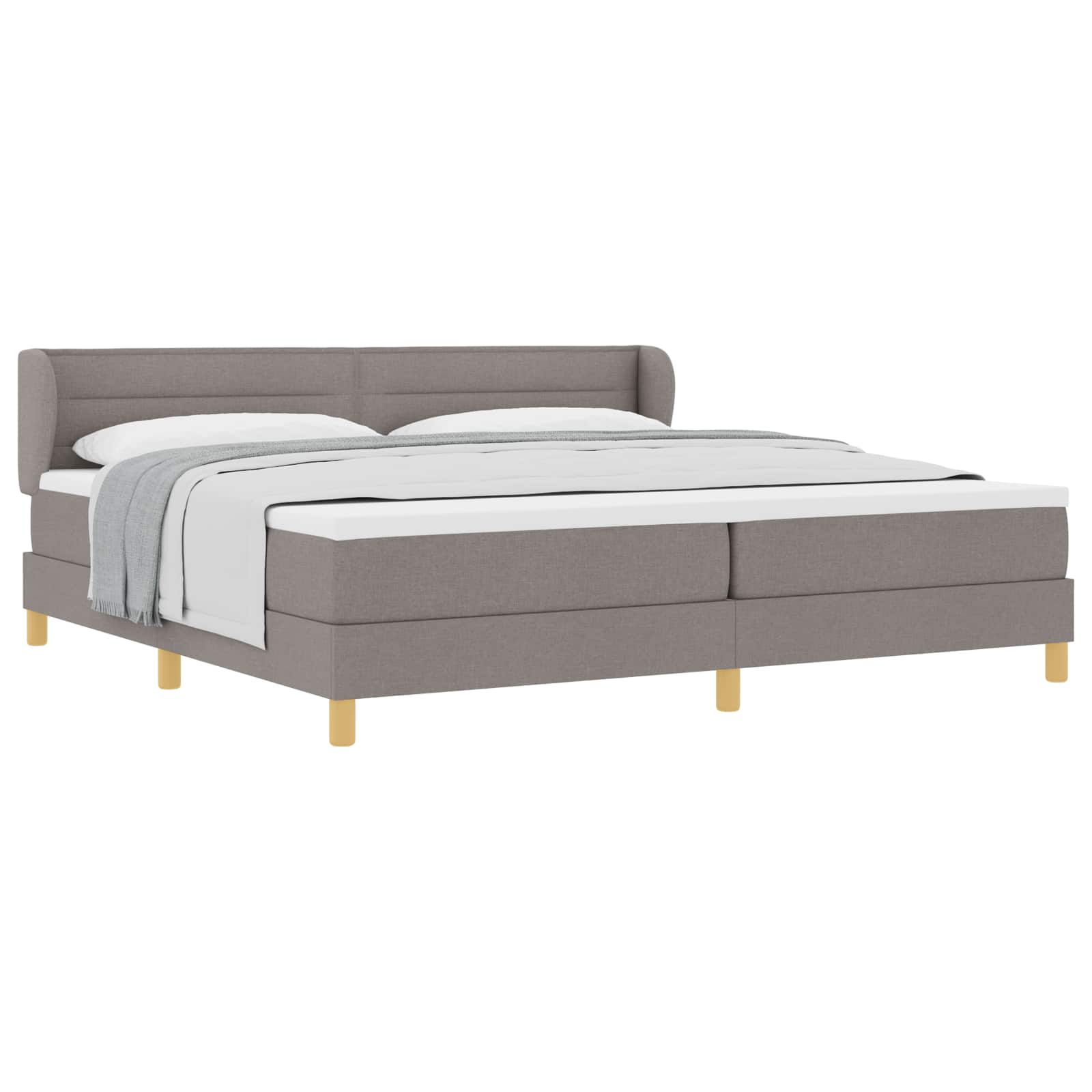 Κρεβάτι με ελατήρια με στρώμα Taupe 200 x 200 cm ύφασμα - Pakobazaar