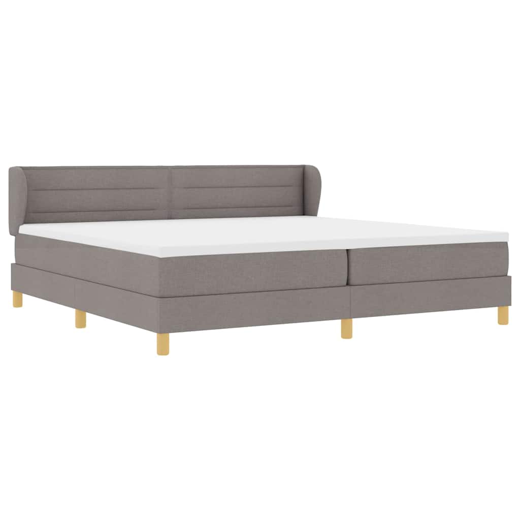 Κρεβάτι με ελατήρια με στρώμα Taupe 200 x 200 cm ύφασμα - Pakobazaar