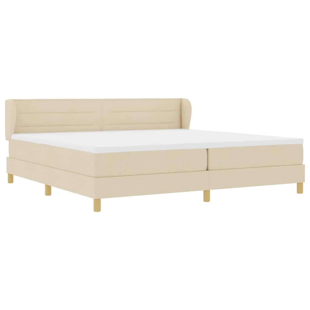 Κρεβάτι με ελατήρια με στρώμα Κρεμ 200 x 200 cm ύφασμα - Pakobazaar