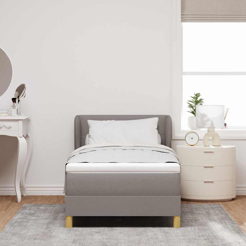 Κρεβάτι με ελατήρια με κεφαλάρι Taupe 80 x 200 cm ύφασμα - Pakobazaar