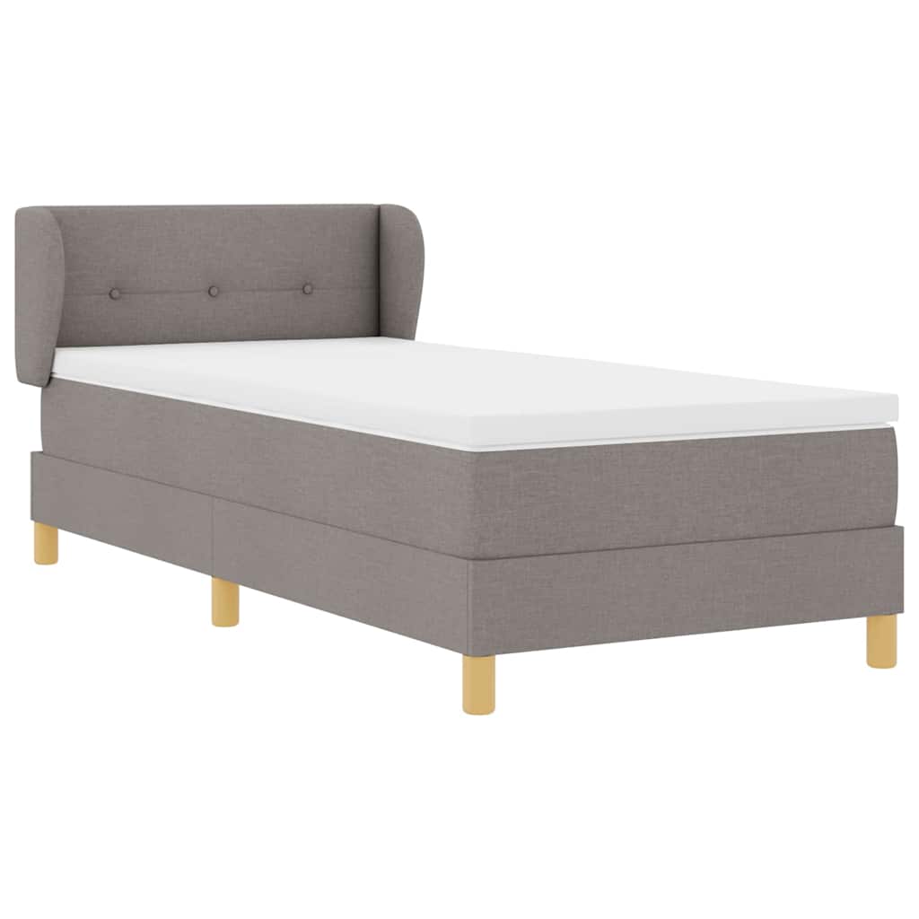 Κρεβάτι με ελατήρια με κεφαλάρι Taupe 90 x 190 cm ύφασμα - Pakobazaar