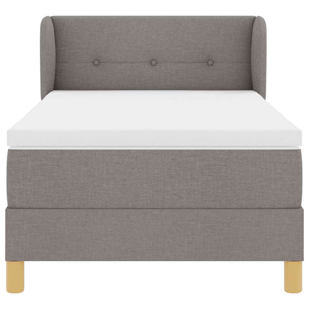 Κρεβάτι με ελατήρια με κεφαλάρι Taupe 90 x 190 cm ύφασμα - Pakobazaar