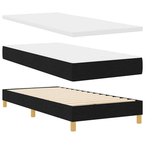 Κρεβάτι με ελατήρια με στρώμα Μαύρο 100 x 200 cm ύφασμα - Pakobazaar