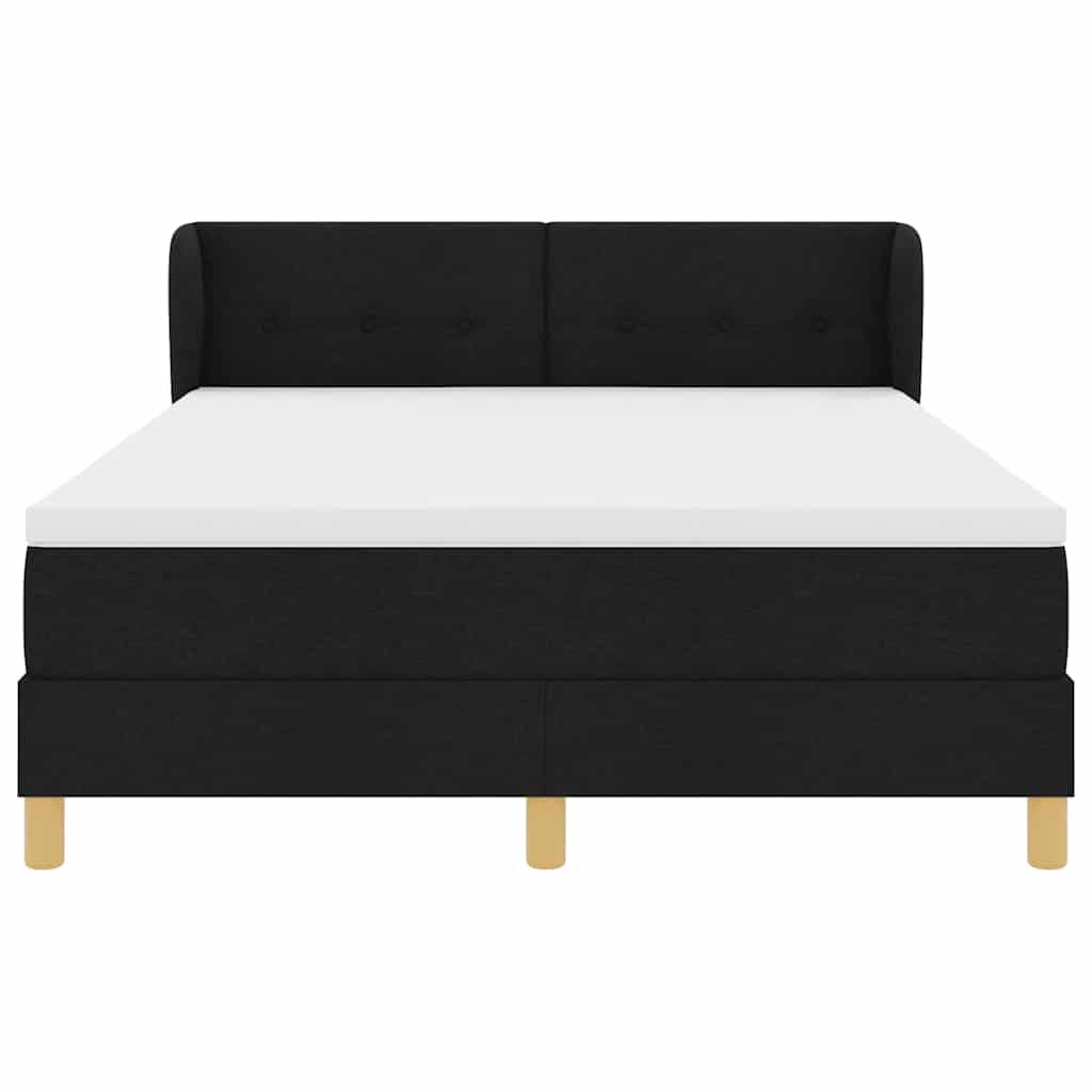 Κρεβάτι με ελατήρια με στρώμα Μαύρο 140 x 190 cm ύφασμα