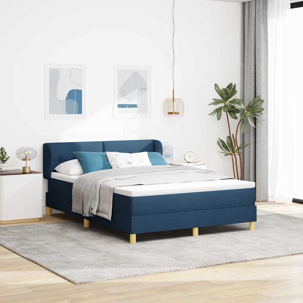 Κρεβάτι με ελατήρια με στρώμα Μπλε 140 x 190 cm ύφασμα
