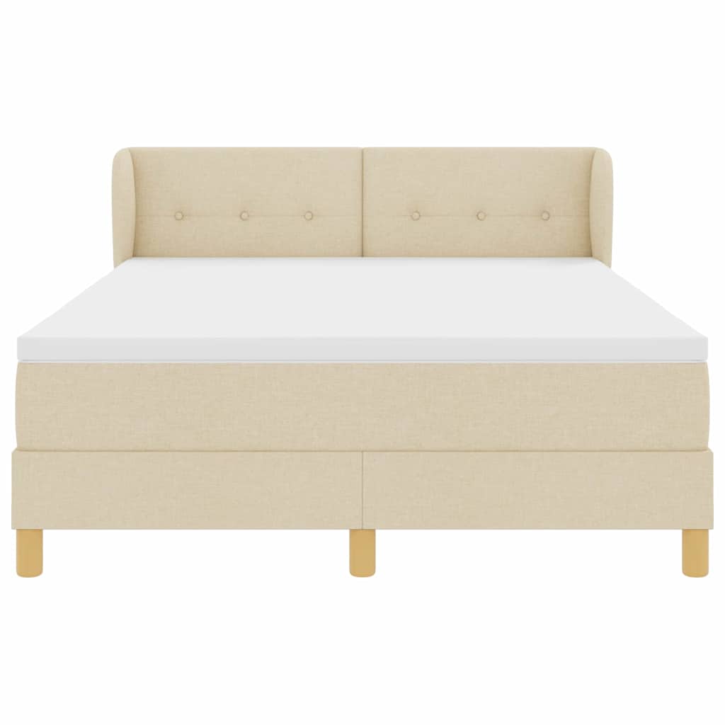 Κρεβάτι με ελατήρια με στρώμα Κρεμ 160 x 200 cm ύφασμα - Pakobazaar