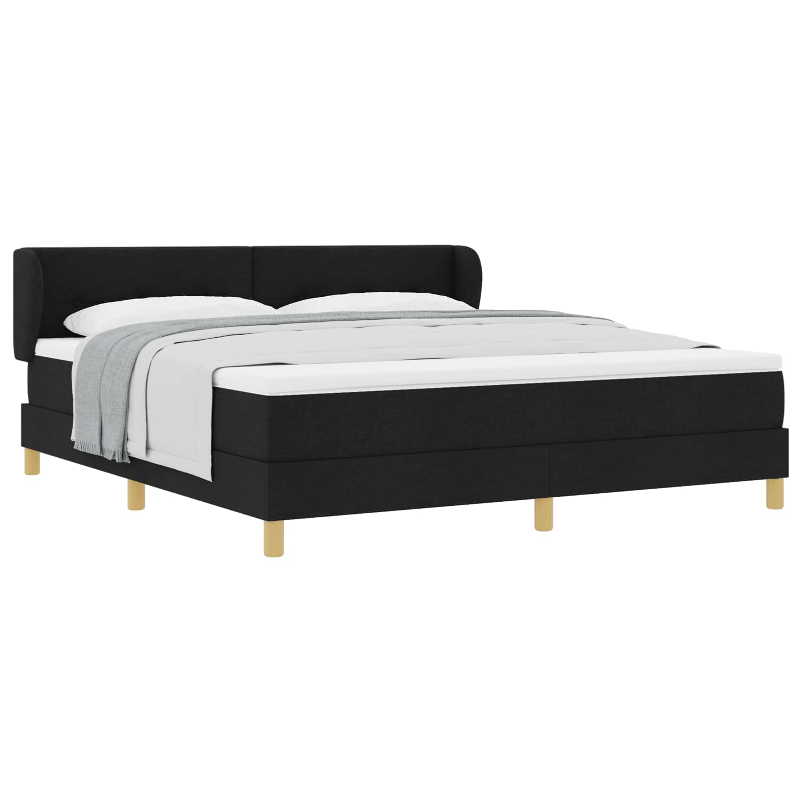 Κρεβάτι με ελατήρια με στρώμα Μαύρο 180 x 200 cm ύφασμα - Pakobazaar
