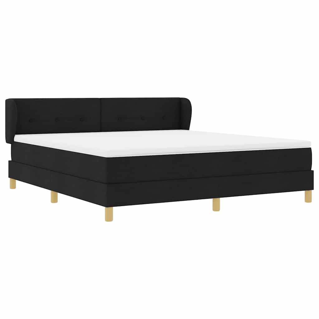 Κρεβάτι με ελατήρια με στρώμα Μαύρο 180 x 200 cm ύφασμα - Pakobazaar