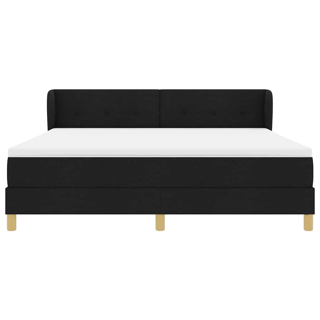Κρεβάτι με ελατήρια με στρώμα Μαύρο 180 x 200 cm ύφασμα - Pakobazaar