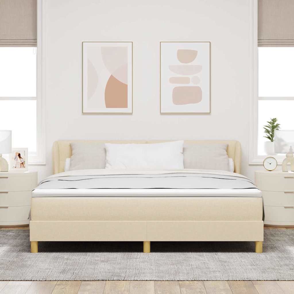 Κρεβάτι με ελατήρια με κεφαλάρι Κρεμ 180 x 200 cm ύφασμα