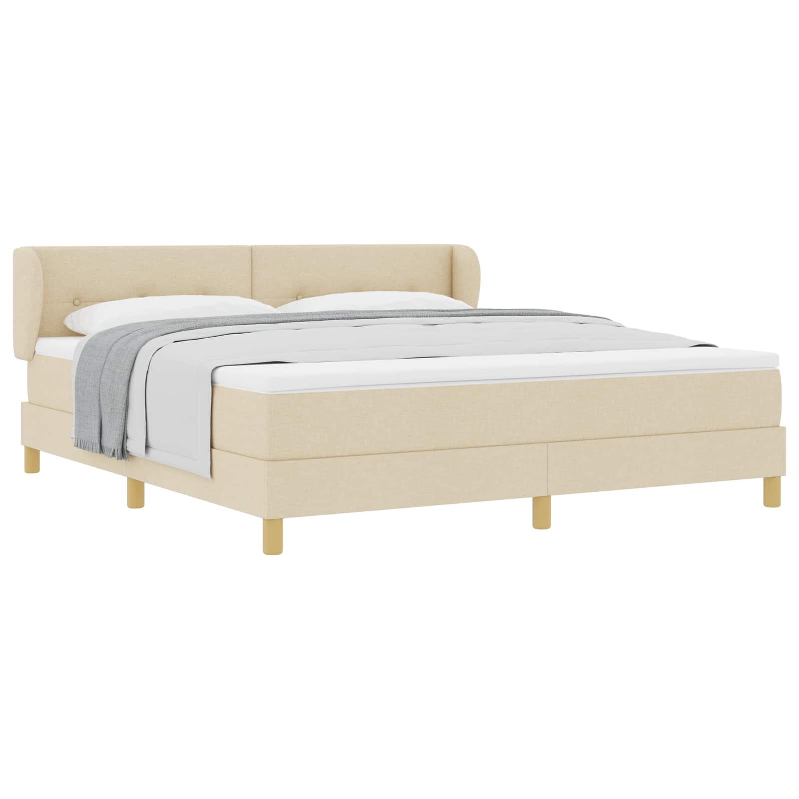 Κρεβάτι με ελατήρια με κεφαλάρι Κρεμ 180 x 200 cm ύφασμα