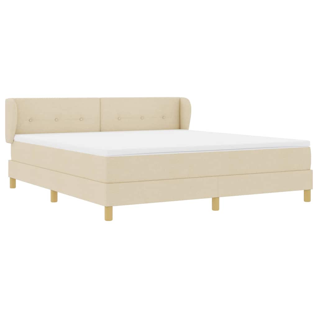 Κρεβάτι με ελατήρια με κεφαλάρι Κρεμ 180 x 200 cm ύφασμα