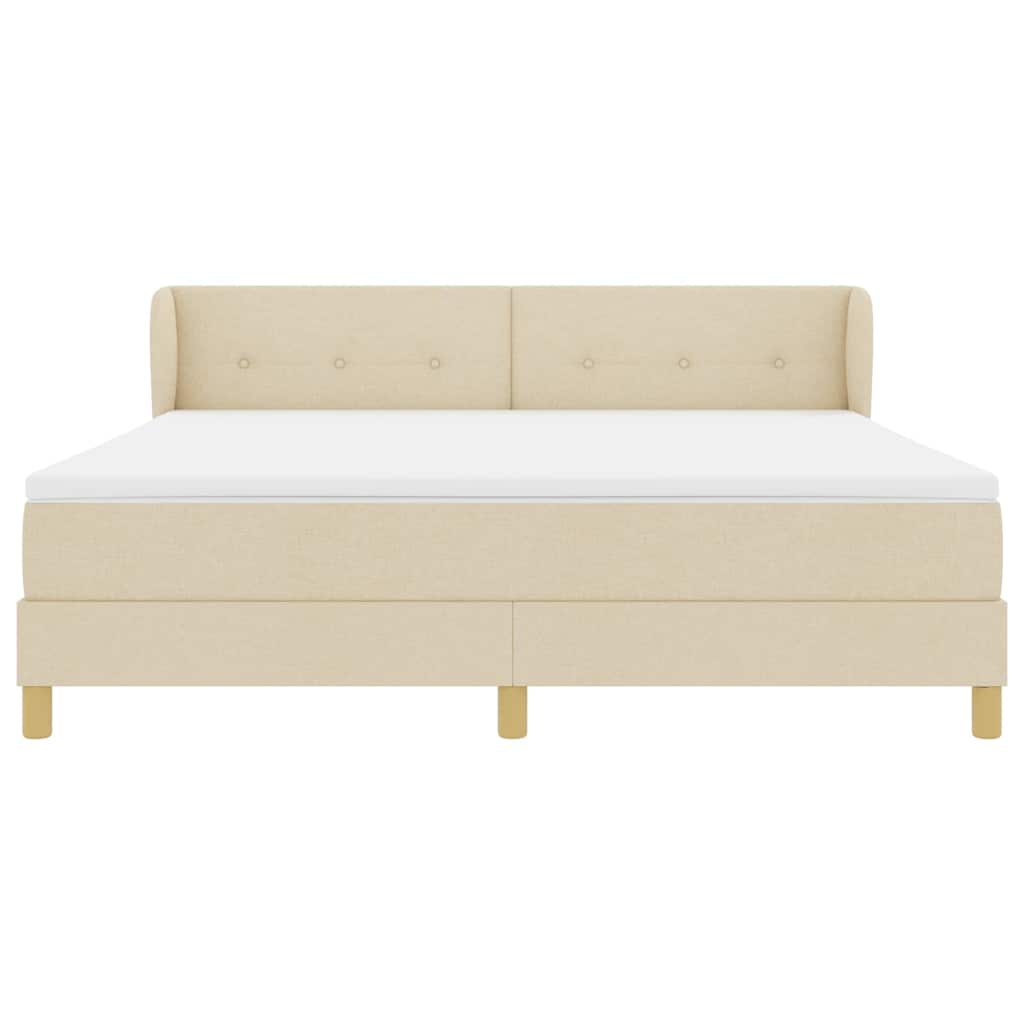 Κρεβάτι με ελατήρια με κεφαλάρι Κρεμ 180 x 200 cm ύφασμα