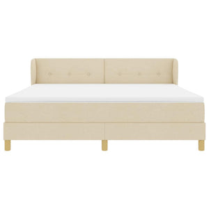 Κρεβάτι με ελατήρια με κεφαλάρι Κρεμ 180 x 200 cm ύφασμα