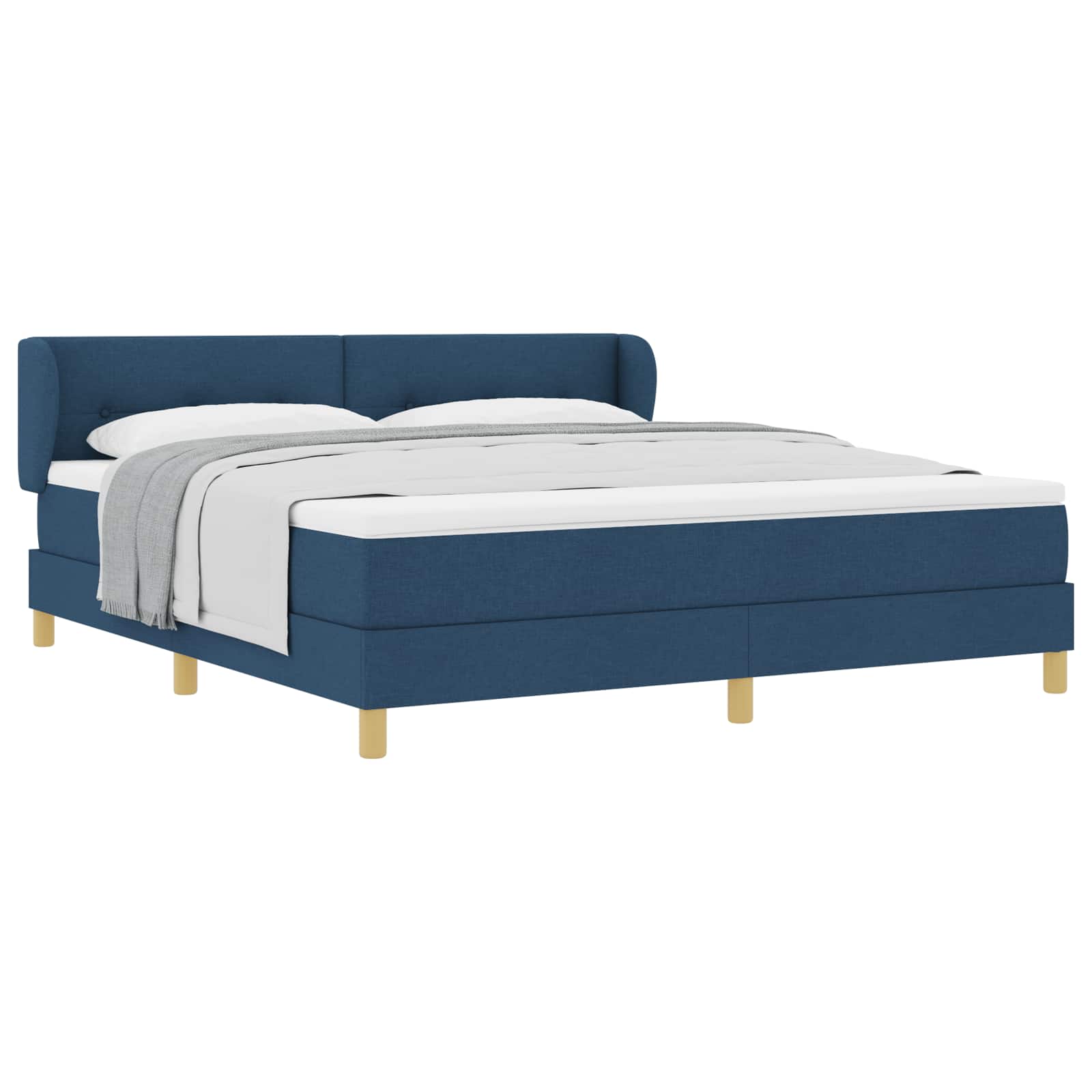 Κρεβάτι με ελατήρια με κεφαλάρι Μπλε 180 x 200 cm ύφασμα - Pakobazaar
