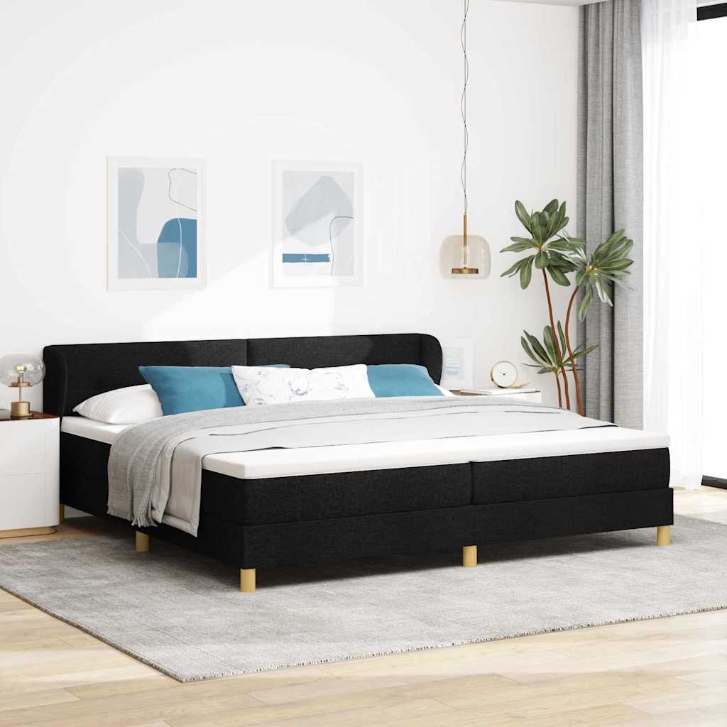Κρεβάτι με ελατήρια με κεφαλάρι Μαύρο 200 x 200 cm ύφασμα - Pakobazaar