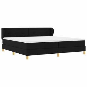 Κρεβάτι με ελατήρια με κεφαλάρι Μαύρο 200 x 200 cm ύφασμα - Pakobazaar