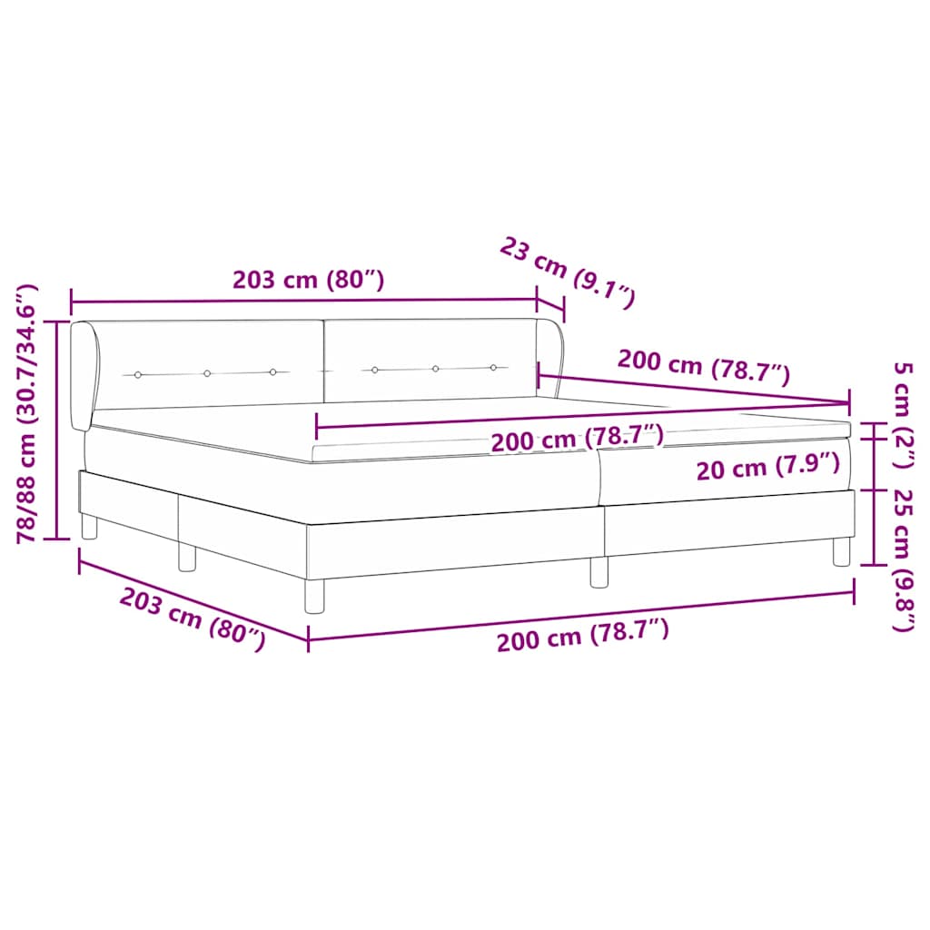 Κρεβάτι με ελατήρια με στρώμα Taupe 200 x 200 cm ύφασμα - Pakobazaar