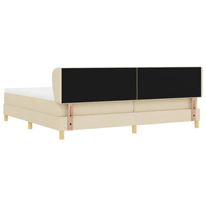 Κρεβάτι με ελατήρια με κεφαλάρι Κρεμ 200 x 200 cm ύφασμα